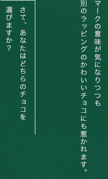マークの意味が気になりつつも別のラッピングのかわいいチョコにも惹かれます。